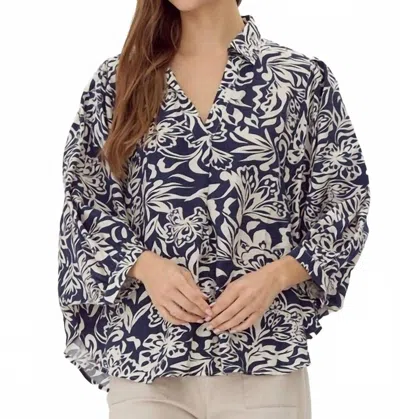 Jodifl Women's The Nancy Blouse In Navy Floral Blouse In Multi