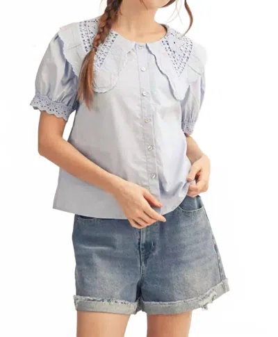 Jodifl Women's Vintage Darling Lace Collar Top In Blue