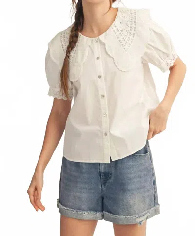 Jodifl Women's Vintage Darling Lace Collar Top In White