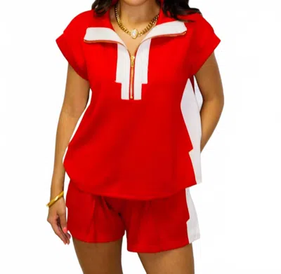 Jodifl Zip Top Short Set In Red