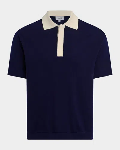 Joe & Apos;s Jeans Men & Apos;s Club Contrast-trim Cotton Knit Polo Shirt In Blue