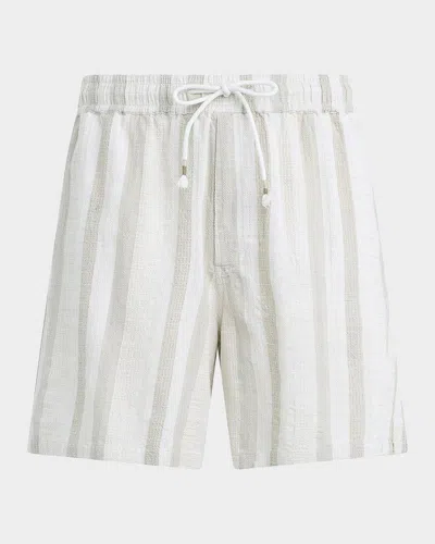 Joe & Apos;s Jeans Men & Apos;s Dobby Stripe Cotton And Linen Cabana Drawstring Shorts In White