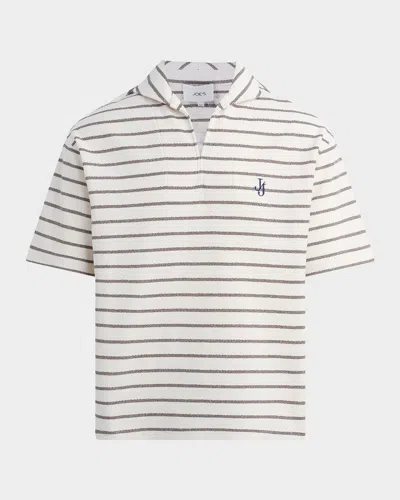 Joe & Apos;s Jeans Men & Apos;s Mariner Stripe Johnny Collar Polo Shirt In Gray
