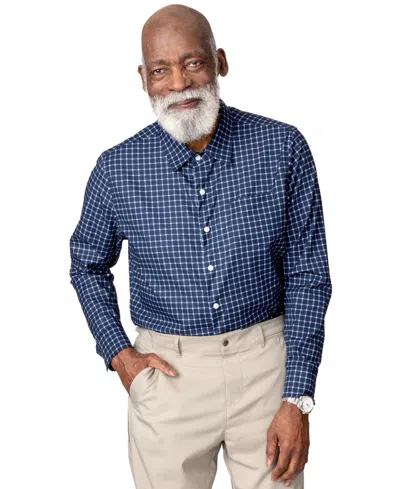 Joe & Bella Men's Adaptive Relaxed Fit Magnetic Button-down Shirt In Navy Check