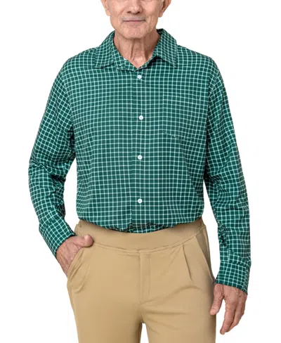 Joe & Bella Men's Adaptive Slim-fit Magnetic Button-down Shirt In Green Check