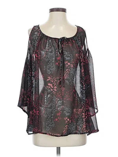 Pre-owned Joe Boxer 3/4 Sleeve Blouse In Black