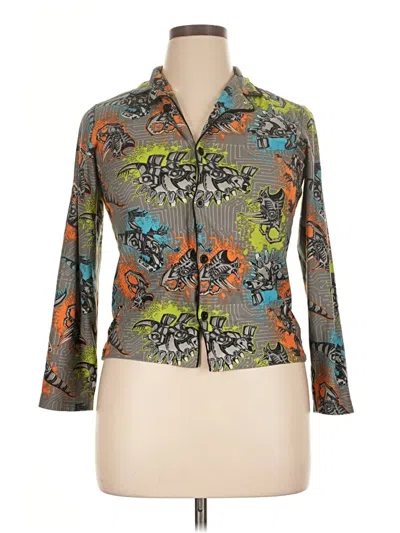 Pre-owned Joe Boxer 3/4 Sleeve Blouse In Gray