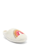 Joe Boxer Faux Shearling Rainbow Clog Slipper In White