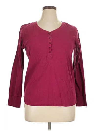 Pre-owned Joe Boxer Long Sleeve Henley Shirt In Burgundy
