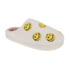 Joe Boxer Sherpa With Multi Happy Face Womens Memory Foam Clog Slippers In White