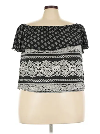 Pre-owned Joe Boxer Short Sleeve Top Black Strapless Neckline Tops