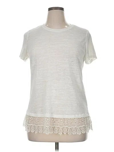 Pre-owned Joe Boxer Short Sleeve Top Ivory Crew Neck Tops In White