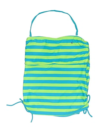 Pre-owned Joe Boxer Swimsuit Top Green Stripes Pattern Swimwear