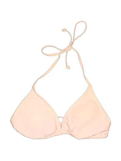 Pre-owned Joe Boxer Swimsuit Top Tan Solid Pattern Swimwear In Brown