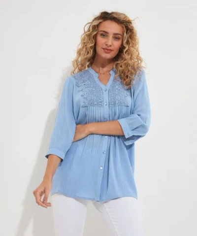 Joe Browns Crochet Trim Pintuck Shirt In Blue