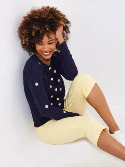 Joe Browns Embroidered Cable Cardigan In Blue