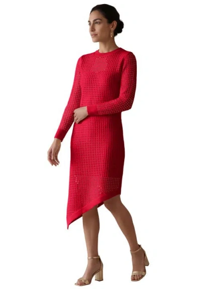 Joe Browns Long Sleeve Smocked Midi Dress In Red