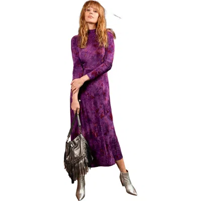 Joe Browns Mockneck Burnout Midi Dress In Burgundy