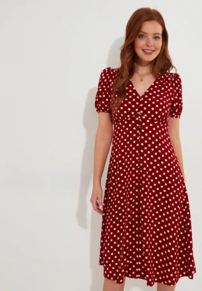 Joe Browns Retro Button Front Knee Length Dress In Retro Dot