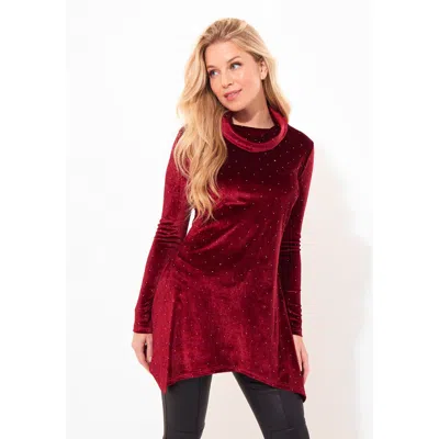 Joe Browns Rhinstone Velvet Cowl Neck Tunic In Burgundy