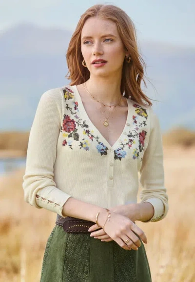 Joe Browns Stretch Cotton Henley Tee In Neutral