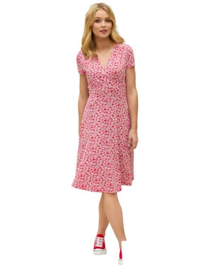Joe Browns Stretch Knit Faux Wrap Dress In Pink