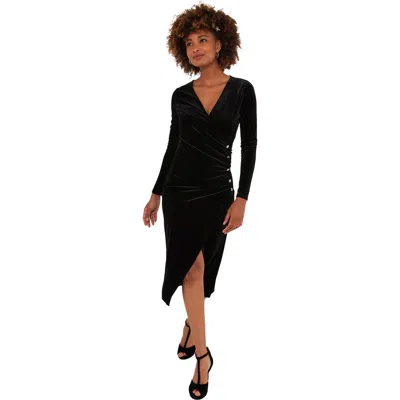 Joe Browns Velvet Faux Wrap Midi Dress In Black
