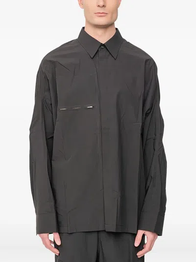 Joe Chia Zip-pocket Long-sleeve Shirt In Black