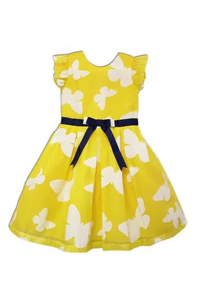 Joe-ella Kids' Butterfly Satin Dress In Yellow