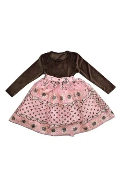 Joe-ella Kids' Embellished Glitter Mixed Media Dress In Multi