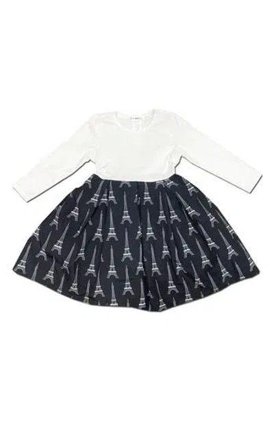 Joe-ella Kids' Paris Print Party Dress In Black