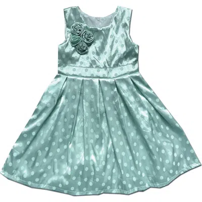 Joe-ella Kids' Satin Polka Dot Dress In Blue