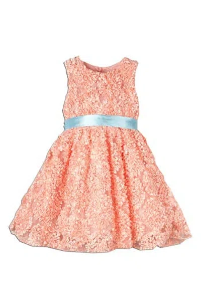 Joe-ella Kids' Textured Floral Dress In Brown
