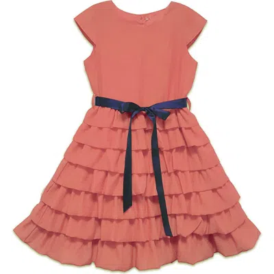 Joe-ella Kids' Tiered Formal Dress In Brown