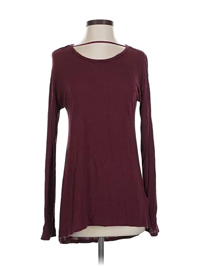 Pre-owned Joe Fresh Long Sleeve Top Burgundy Crew Neck Tops