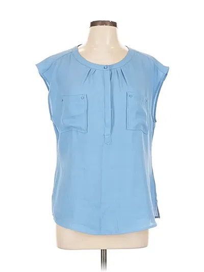 Pre-owned Joe Fresh Short Sleeve Blouse In Blue
