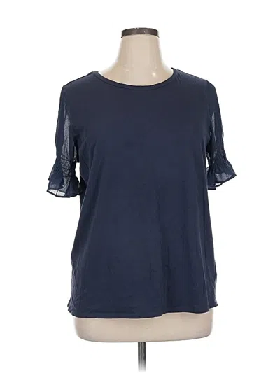Pre-owned Joe Fresh Short Sleeve Top Blue Keyhole Neckline Tops