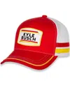 Joe Gibbs Racing Team Collection Men's  Red, White Kyle Busch Retro Stripe Snapback Adjustable Hat In Red,white