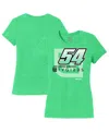 Joe Gibbs Racing Team Collection Women's Heather Green Ty Gibbs Name Number Scoop Neck T-shirt In Green