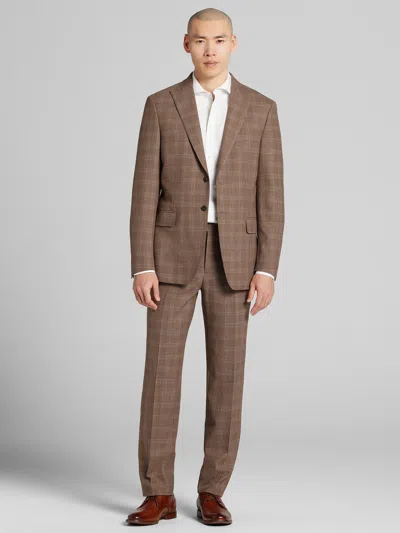 Joe Joseph Abboud Big & Tall Slim Fit Plaid Men's Suit In Brown