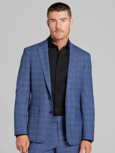 Joe Joseph Abboud Big & Tall Slim Fit Plaid Men's Suit Jacket In Blue