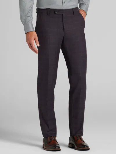 Joe Joseph Abboud Big & Tall Slim Fit Plaid Men's Suit Pants Purple In Black