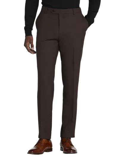 Joe Joseph Abboud Big & Tall Slim Fit Sharkskin Men's Suit Pants Brick - Size: 44w X 30l In Brown