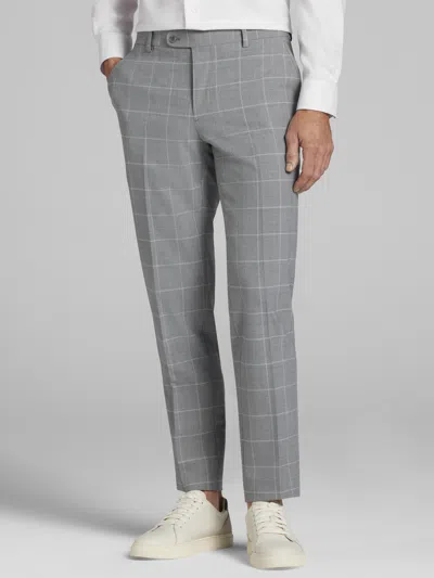 Joe Joseph Abboud Slim Fit Windowpane Plaid Men's Suit Pants In Gray