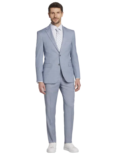 Joe Joseph Abboud Big & Tall Slim Fit Wool Blend Sharkskin 3-piece Men's Suit In Blue