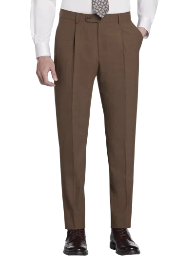 Joe Joseph Abboud Big & Tall Slim Fit Wool Blend Sharkskin Men's Suit Pants In Brown