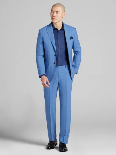 Joe Joseph Abboud Slim Fit Mini Check Men's Suit In Blue