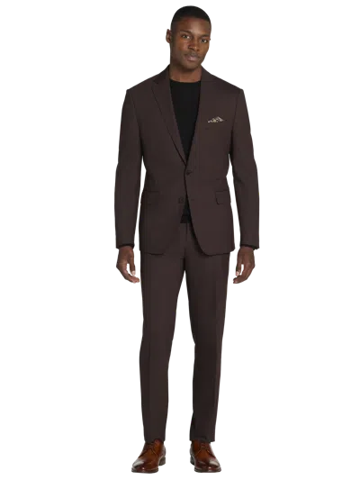 Joe Joseph Abboud Slim Fit Sharkskin Men's Suit Jacket Brick - Size: 46 Regular In Red