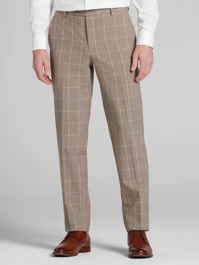 Joe Joseph Abboud Slim Fit Windowpane Men's Suit Pants In Brown