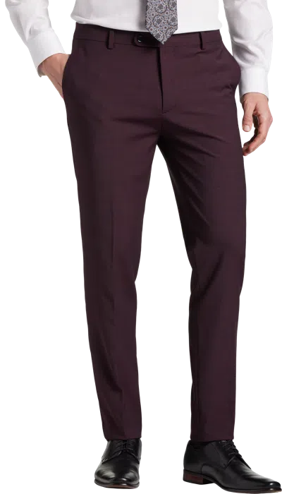 Joe Joseph Abboud Slim Fit Wool Blend Men's Suit Pants Burgundy - Size: 40w X 30l In Red